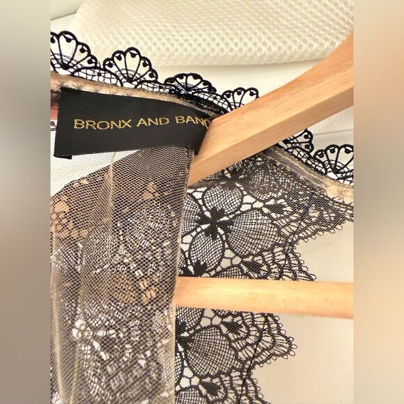 NWOT BRONX AND BANCO Daphne Illusion Corset Lace Mini Dress w Long Sleeve - Picture 8 of 16